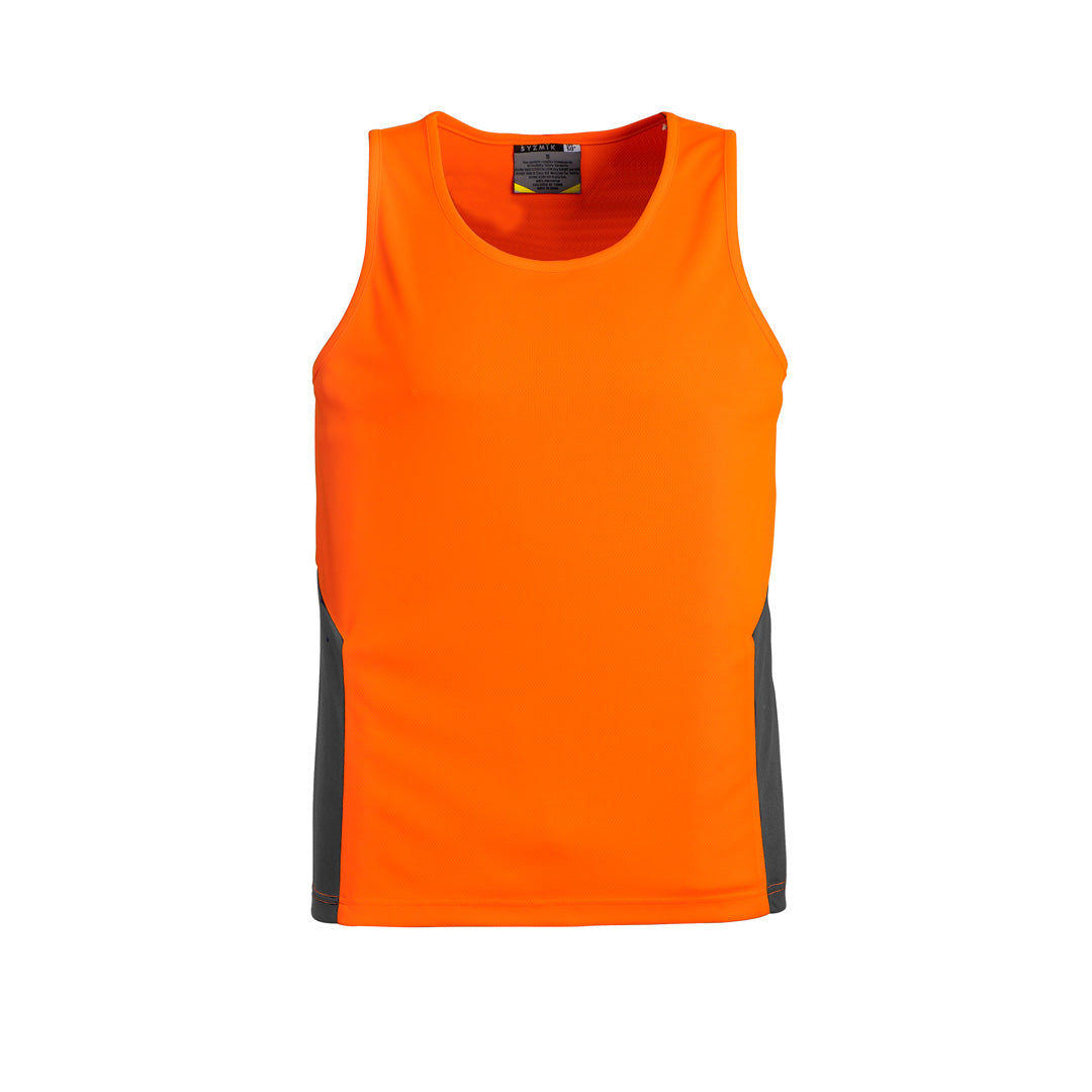 Syzmik The Squad Singlet | Unisex Orange/Charcoal Shirts & Tops