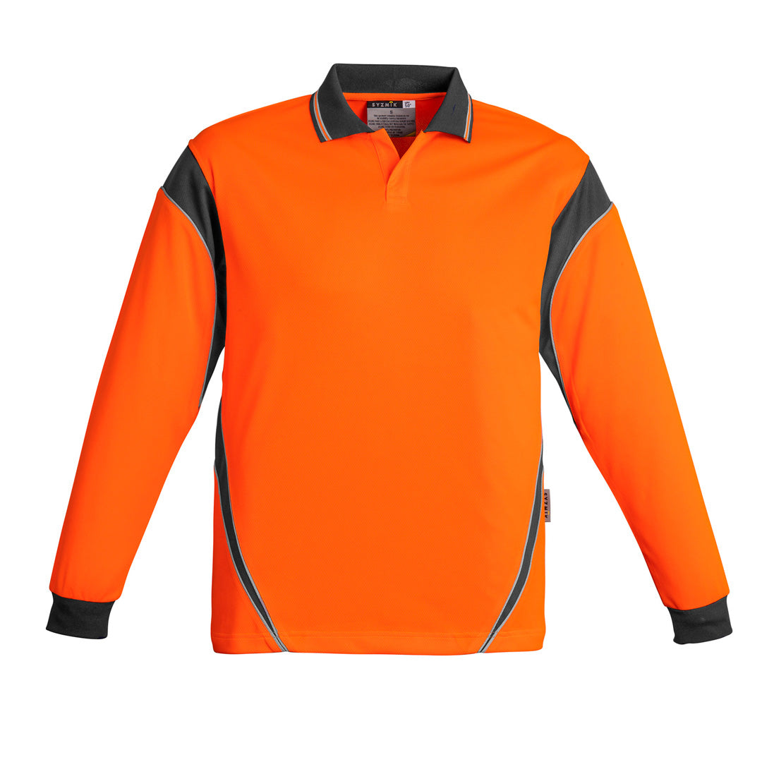 Syzmik The Aztec Polo | Mens | Long Sleeve Orange/Charcoal Shirts & Tops