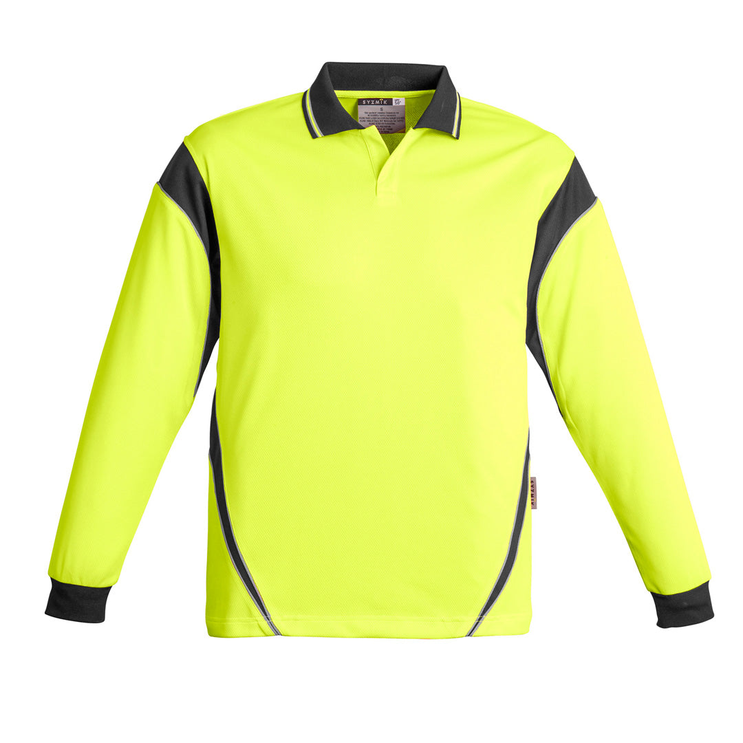 Syzmik The Aztec Polo | Mens | Long Sleeve Yellow/Charcoal Shirts & Tops