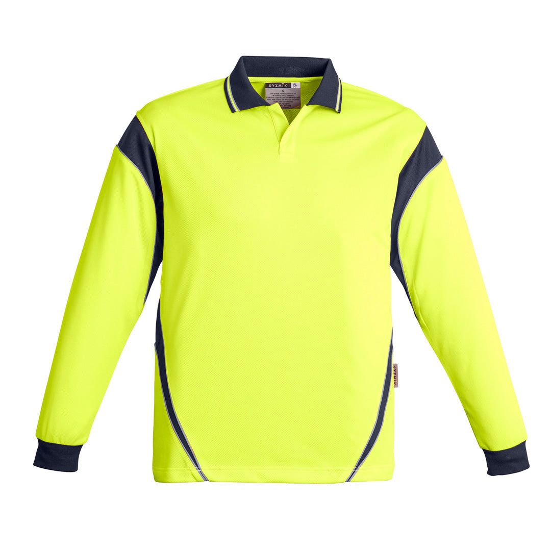 Syzmik The Aztec Polo | Mens | Long Sleeve Yellow/Navy Shirts & Tops