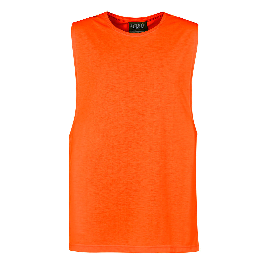 Syzmik The Warren Hi Vis Tee | Mens | Sleeveless Orange Shirts & Tops