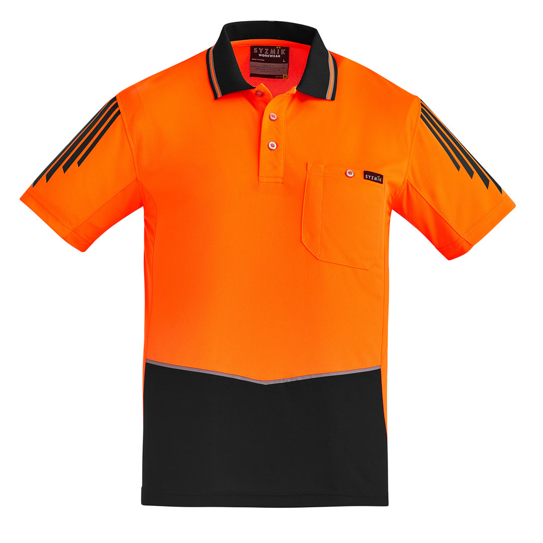 Syzmik The Flux Hi Vis Polo | Mens | Short Sleeve Orange/Black Shirts & Tops