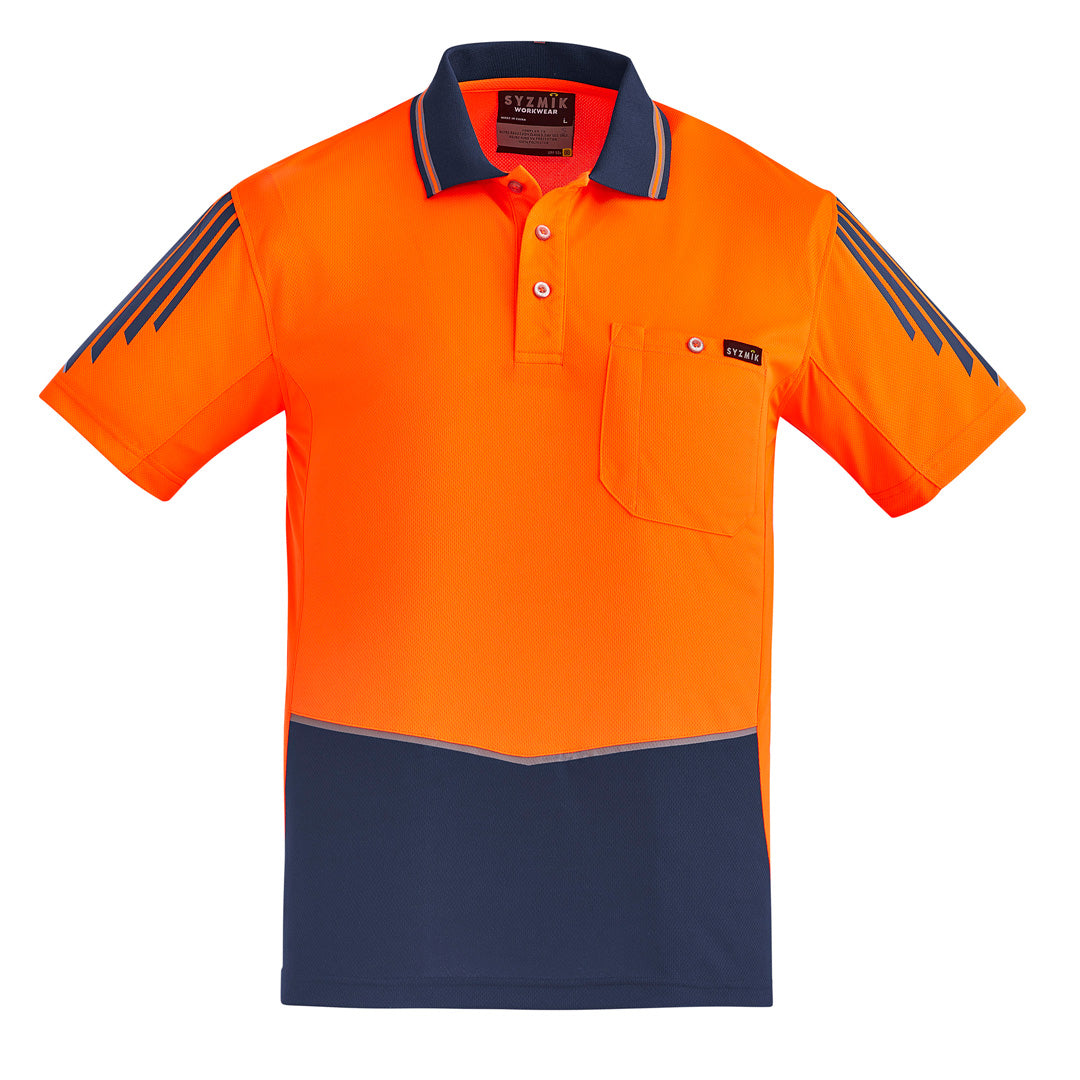 Syzmik The Flux Hi Vis Polo | Mens | Short Sleeve Orange/Navy Shirts & Tops