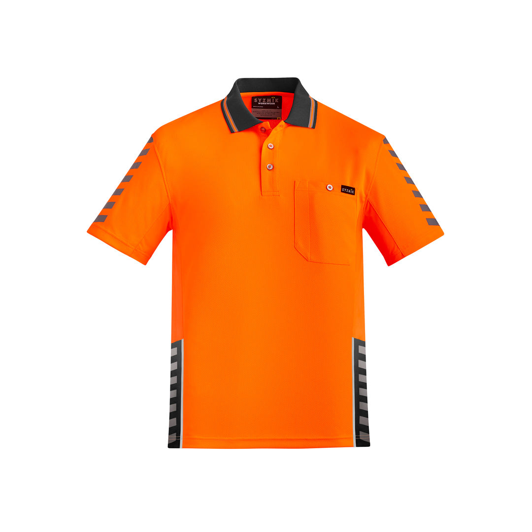 Syzmik The Komodo Polo | Mens | Short Sleeve Orange/Charcoal Shirts & Tops