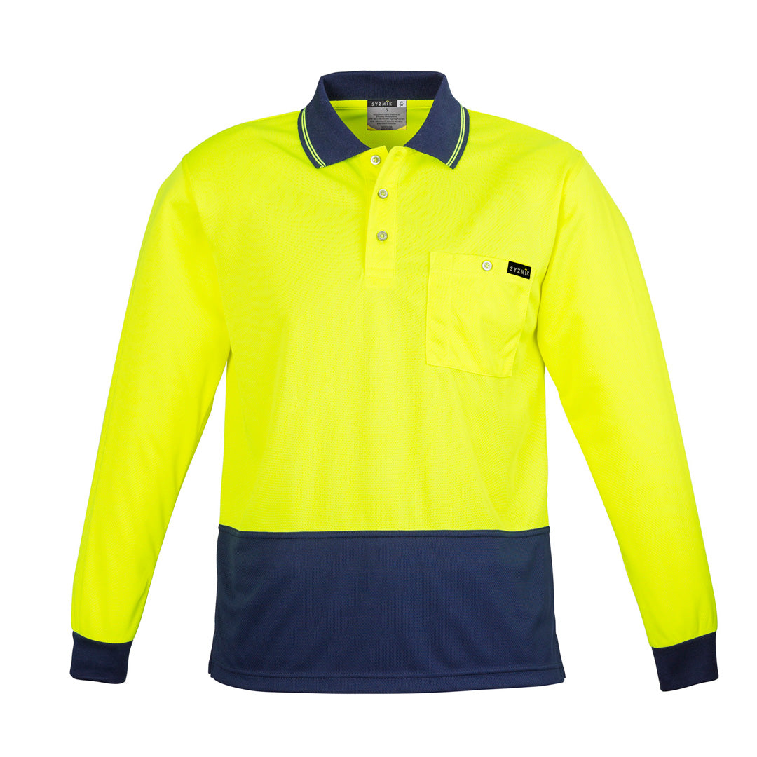 Syzmik The Comfort Back Polo | Mens | Long Sleeve Yellow/Navy Shirts & Tops