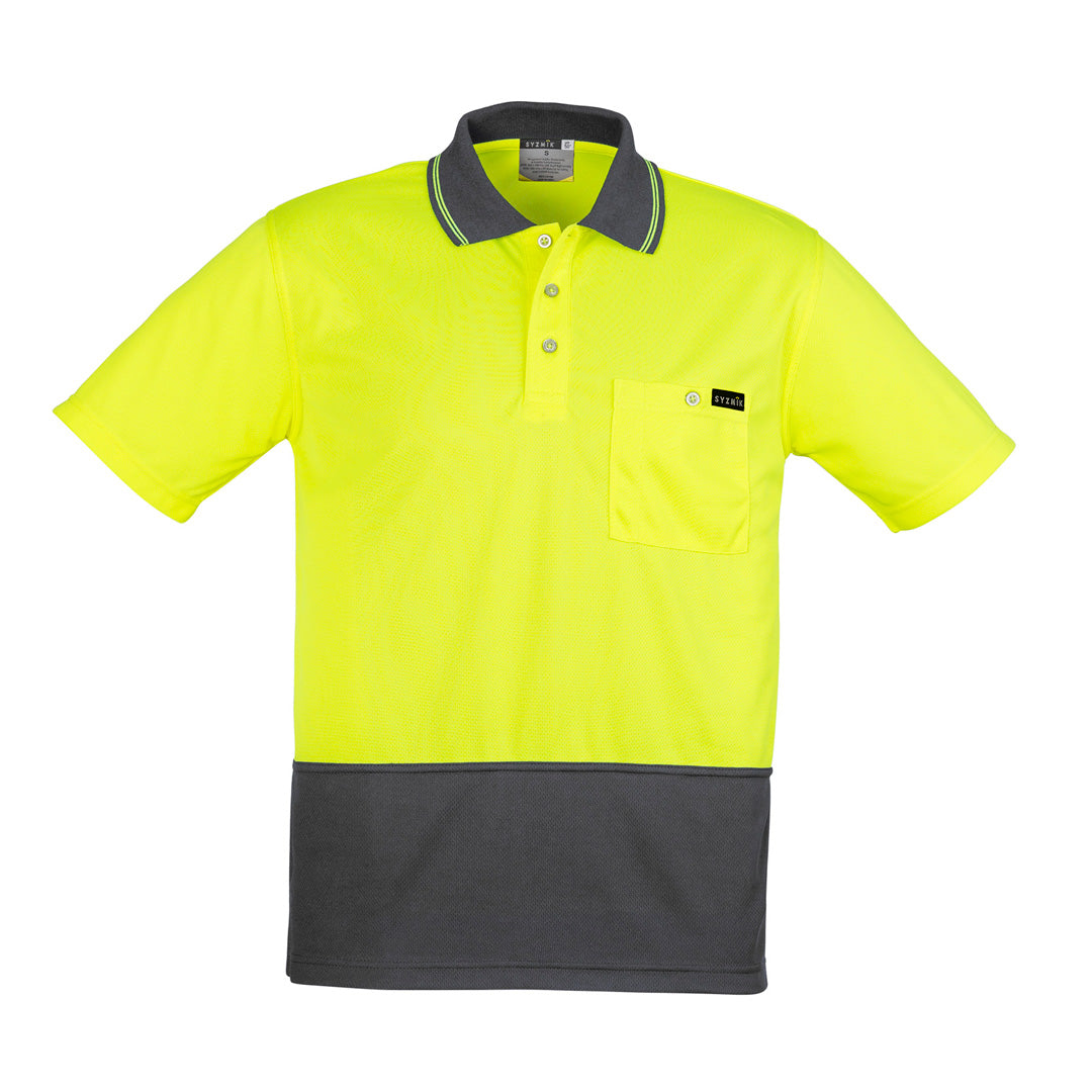 Syzmik The Comfort Back Polo | Mens | Short Sleeve Yellow/Charcoal Shirts & Tops