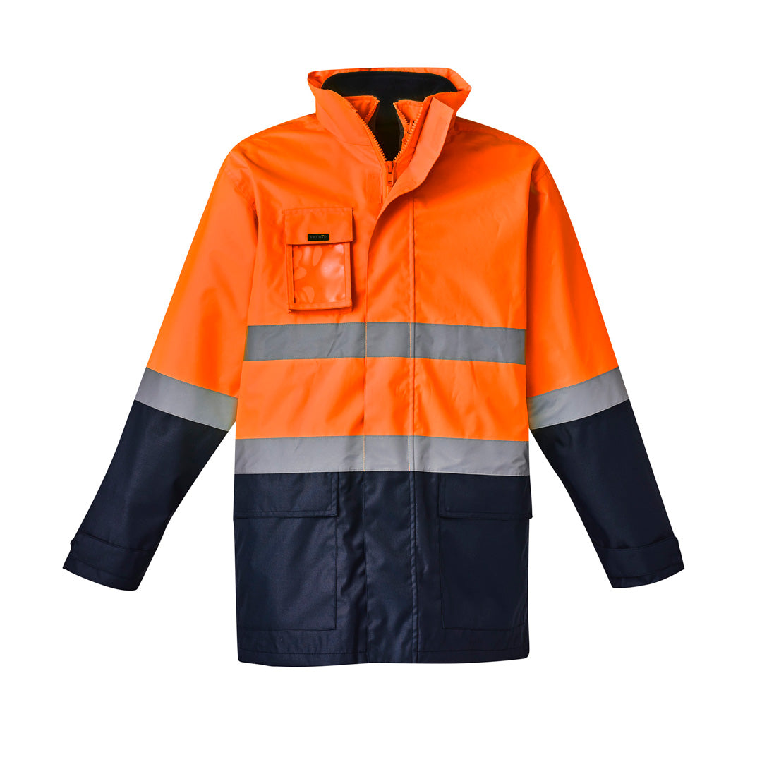 Syzmik The Basic Hi Vis 4 in One Taped Jacket | Unisex Orange/Navy Coats & Jackets