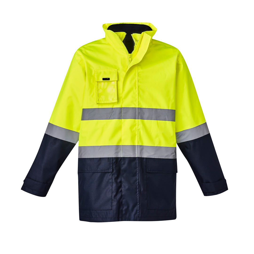 Syzmik The Basic Hi Vis 4 in One Taped Jacket | Unisex Yellow/Navy Coats & Jackets
