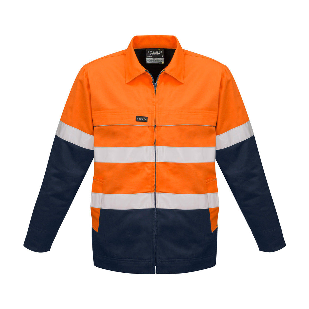 Syzmik The Hi Vis Cotton Drill Jacket | Unisex Orange/Navy Work Safety Protective Gear