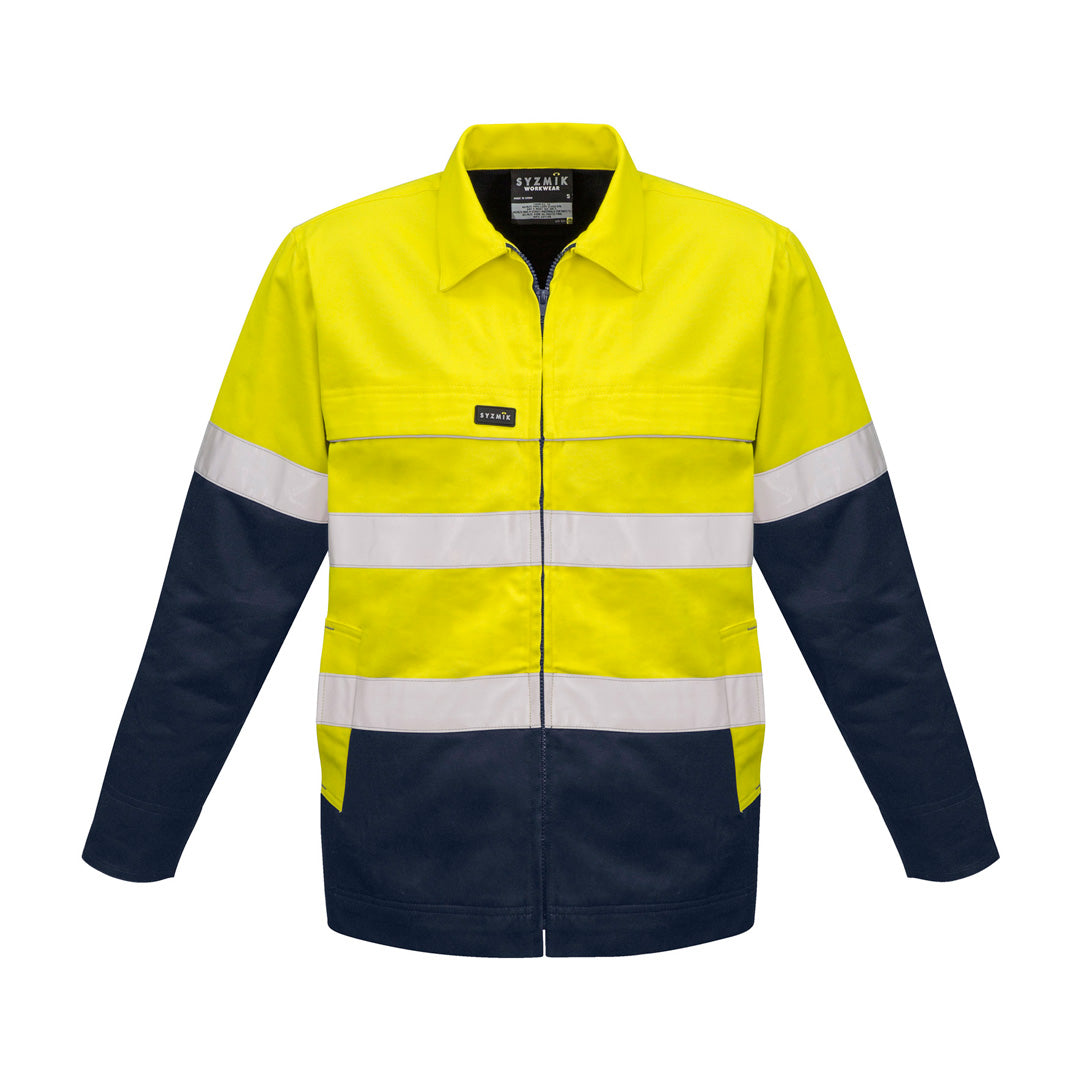 Syzmik The Hi Vis Cotton Drill Jacket | Unisex Yellow/Navy Work Safety Protective Gear