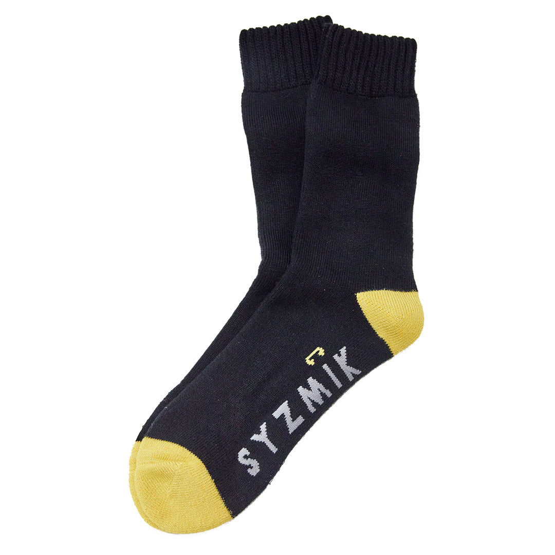 Syzmik The Bamboo Work Sock | Mens | 3 Pack Black/Yellow Socks