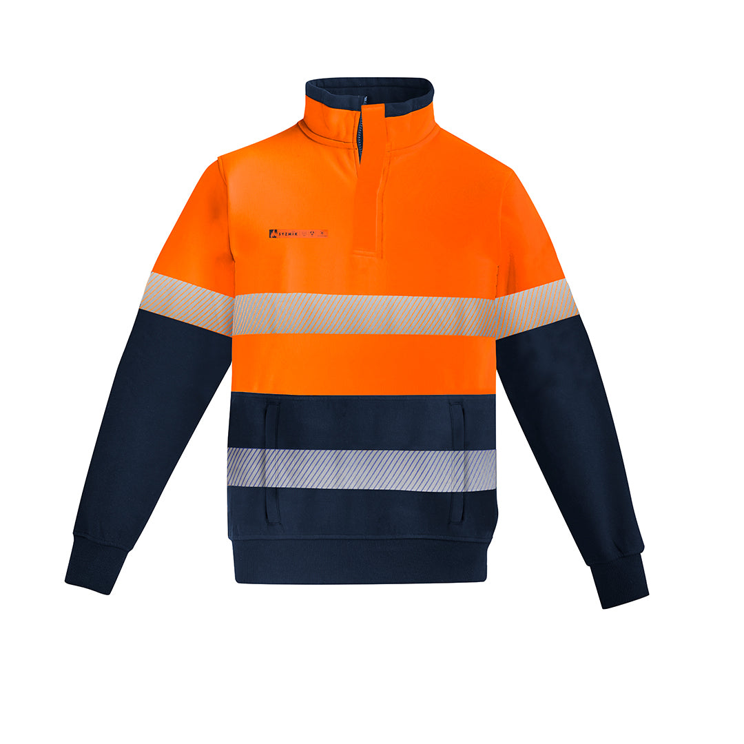 Syzmik The Andy 1/4 Zip Jumper | Mens | Hoop Taped | Flame Resistant Orange/Navy Work Safety Protective Gear