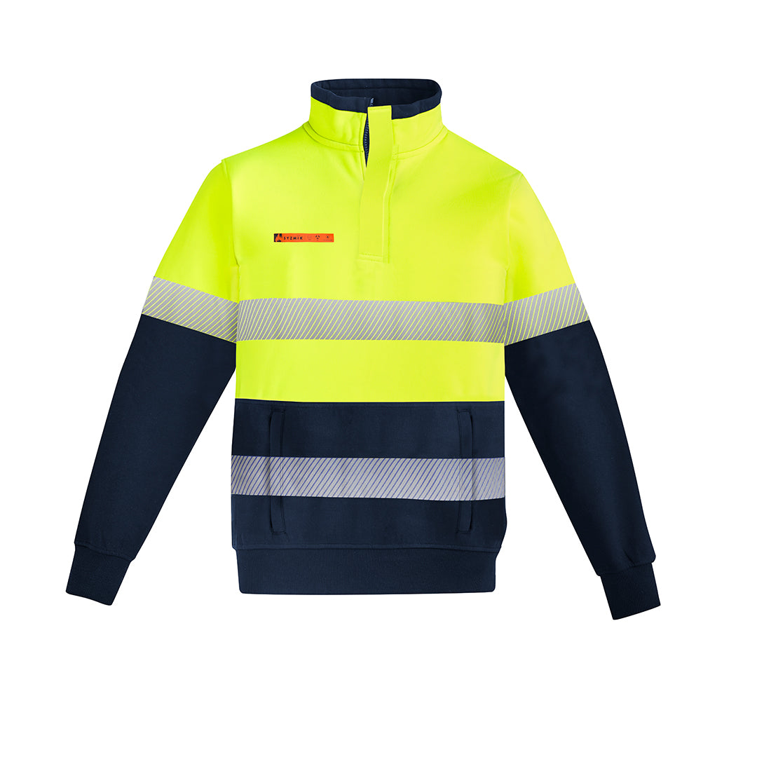 Syzmik The Andy 1/4 Zip Jumper | Mens | Hoop Taped | Flame Resistant Yellow/Navy Work Safety Protective Gear