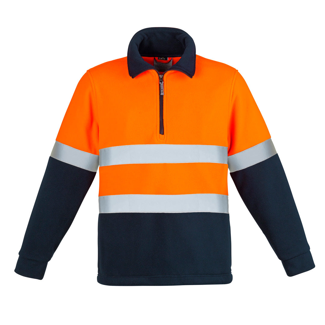 Syzmik The Hi Vis Hooped Tape Polar Fleece Jumper | Mens Orange/Navy Outerwear