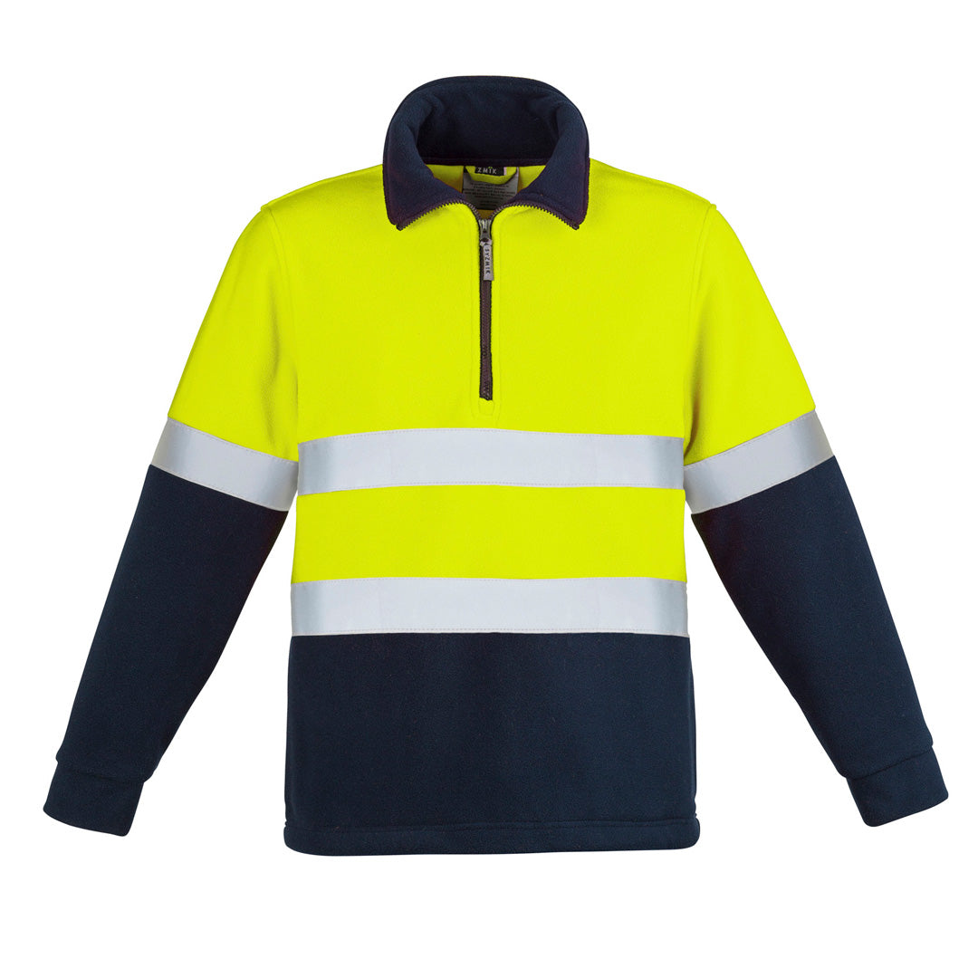 Syzmik The Hi Vis Hooped Tape Polar Fleece Jumper | Mens Yellow/Navy Outerwear
