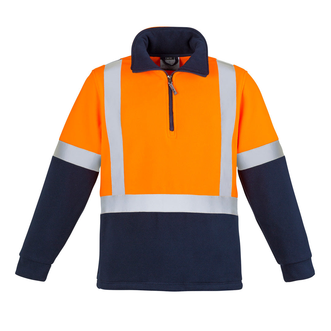 Syzmik The Hi Vis Shoulder Tape Polar Fleece Jumper | Mens Orange/Navy Work Safety Protective Gear