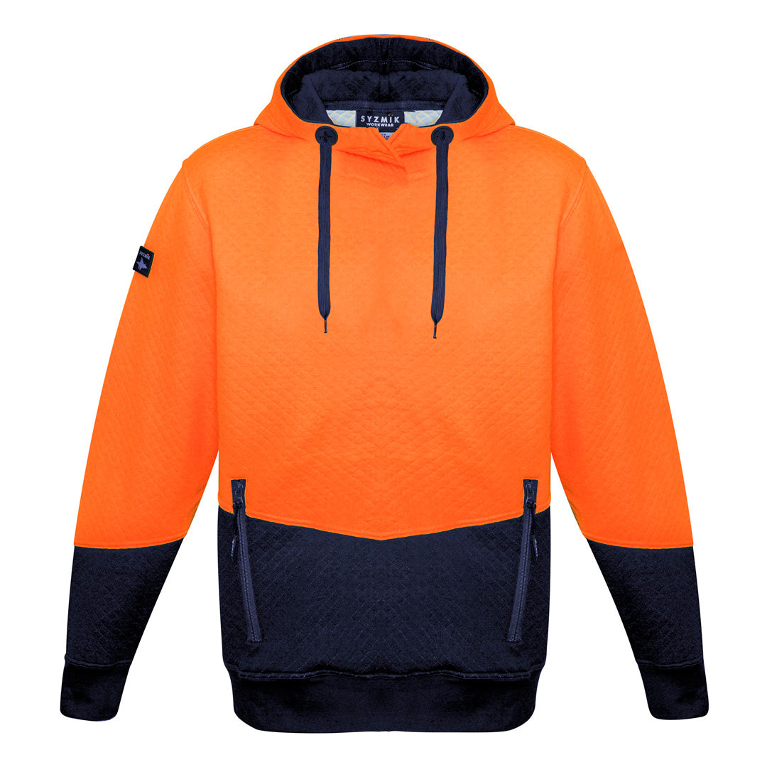 Syzmik The Hi Vis Textured Jacquard Hoodie | Pullover | Unisex Orange/Navy Shirts & Tops