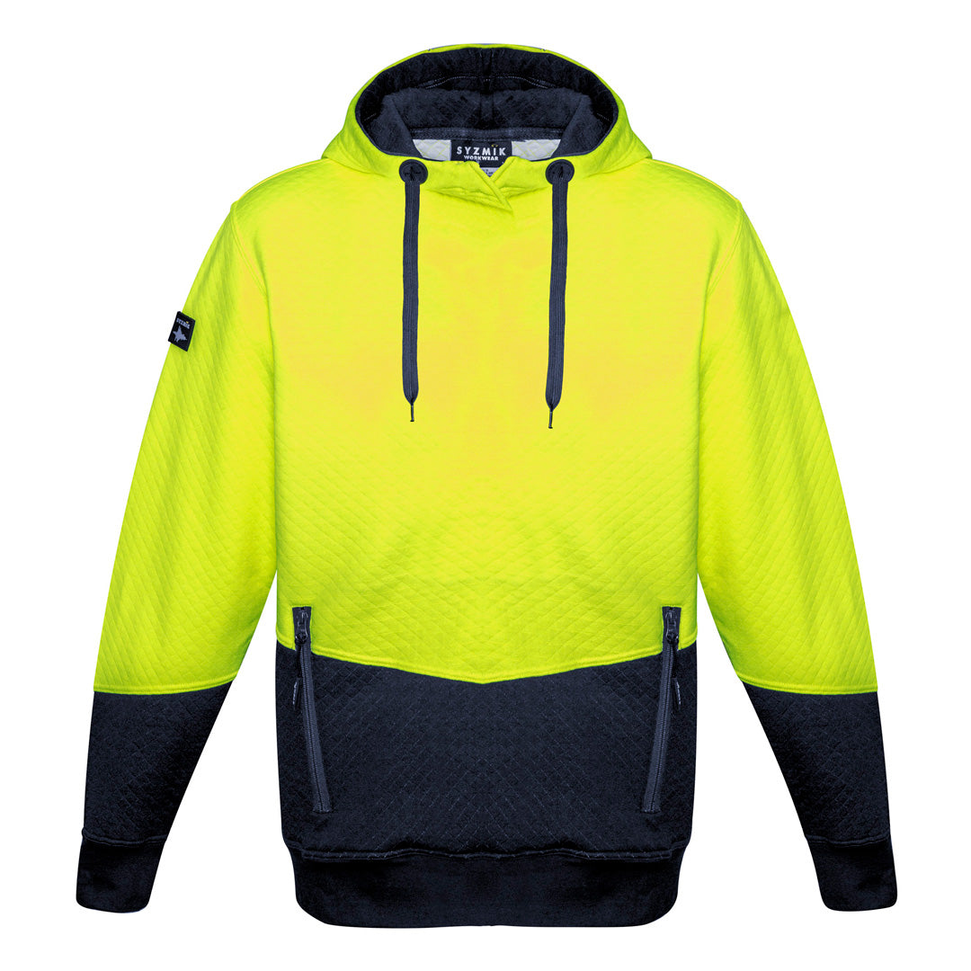 Syzmik The Hi Vis Textured Jacquard Hoodie | Pullover | Unisex Yellow/Navy Shirts & Tops