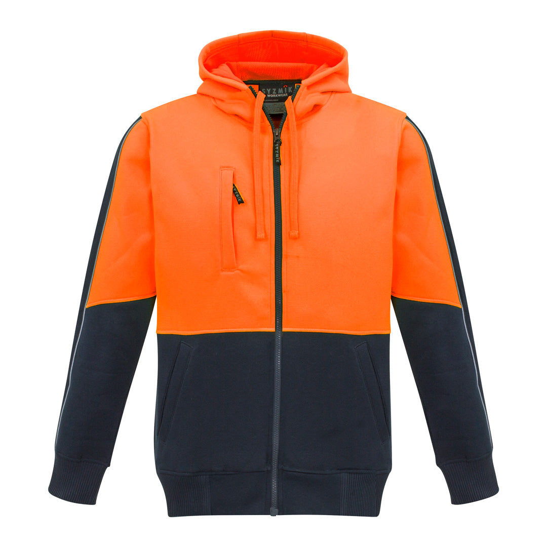 Syzmik The Grant Hoodie | Mens | Zip Through Orange/Navy Outerwear