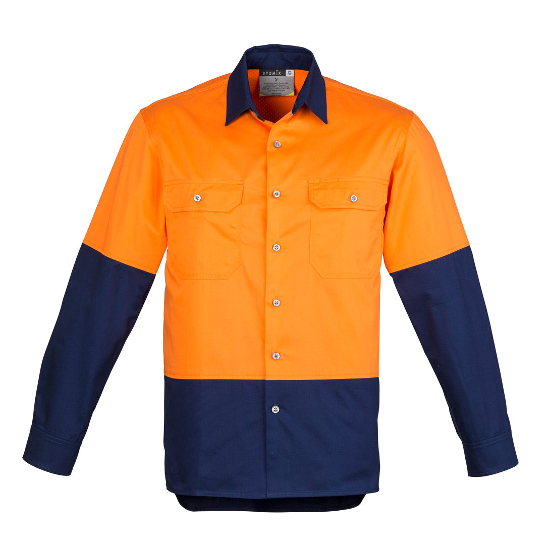 Syzmik The Matt Shirt | Mens | Long Sleeve Orange/Navy Shirts & Tops