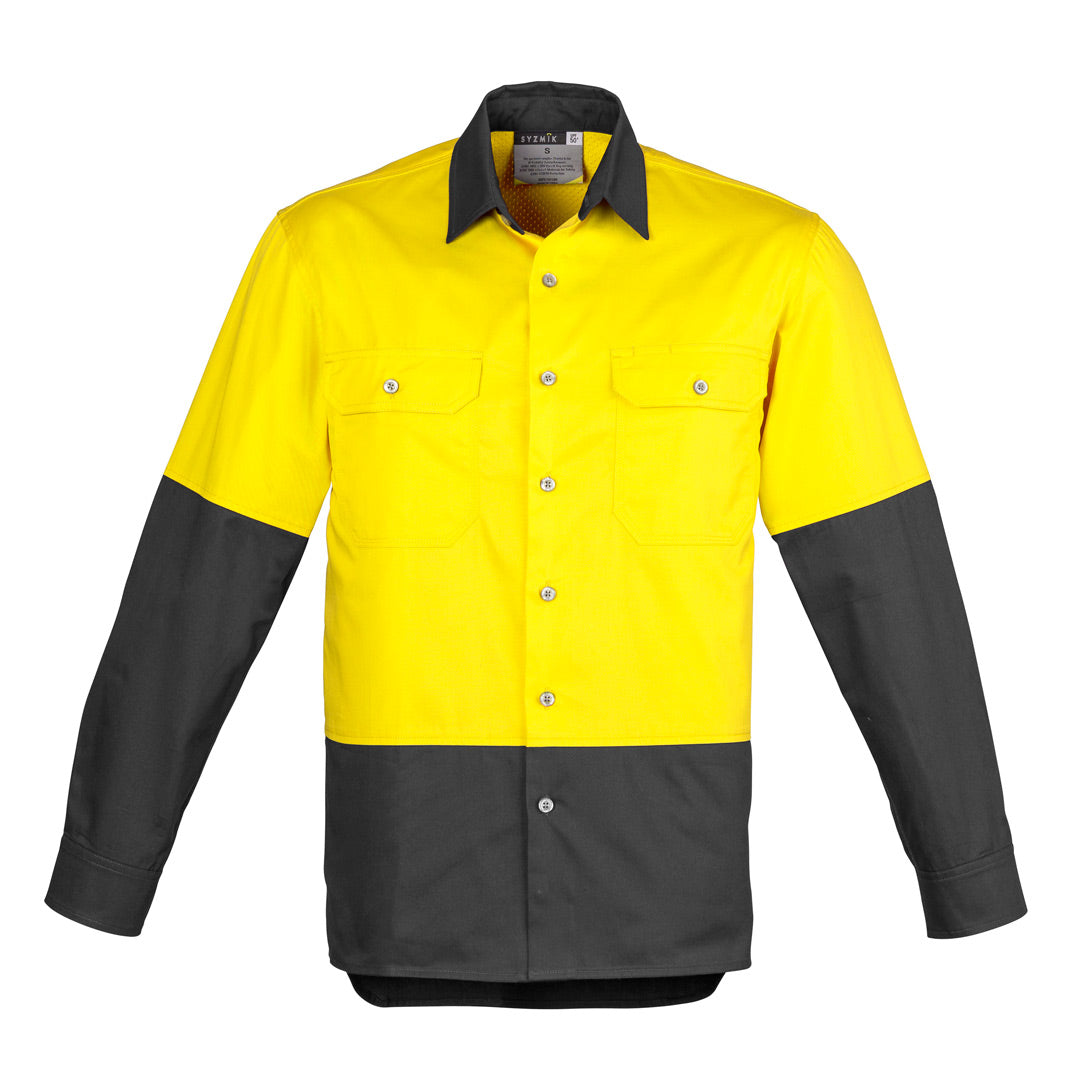 Syzmik The Matt Shirt | Mens | Long Sleeve Yellow/Charcoal Shirts & Tops