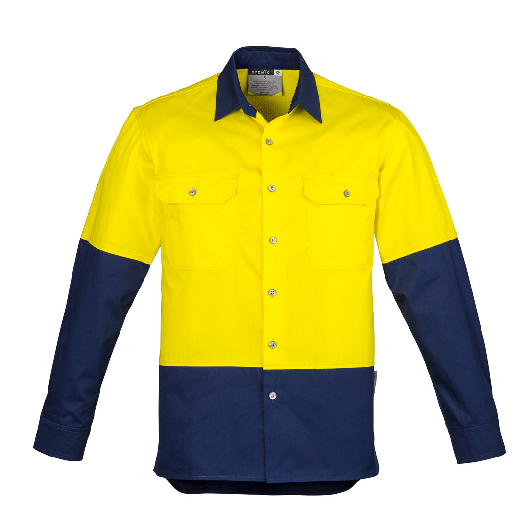 Syzmik The Matt Shirt | Mens | Long Sleeve Yellow/Navy Shirts & Tops