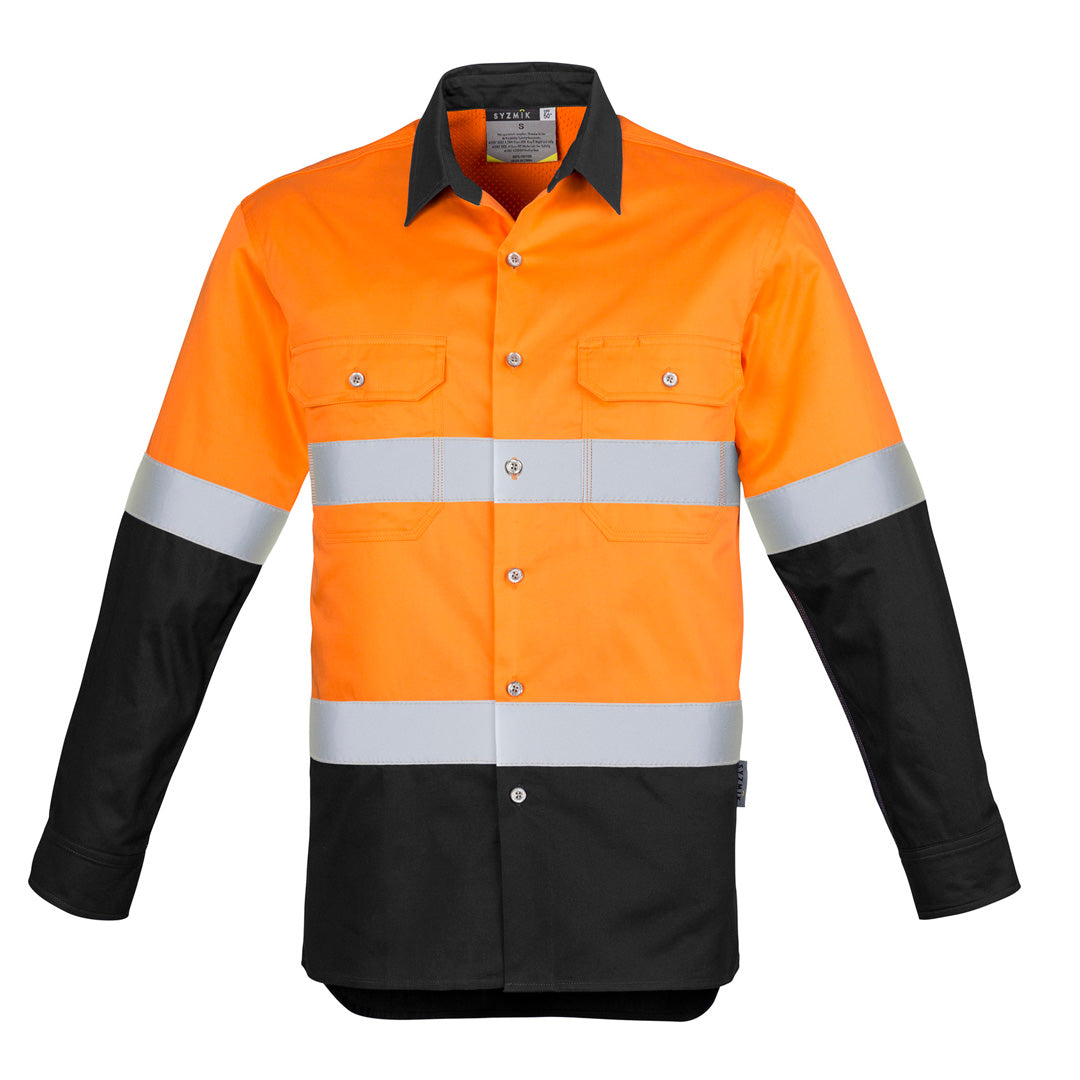 Syzmik The Steve Shirt | Mens | Long Sleeve Orange/Black Work Safety Protective Gear