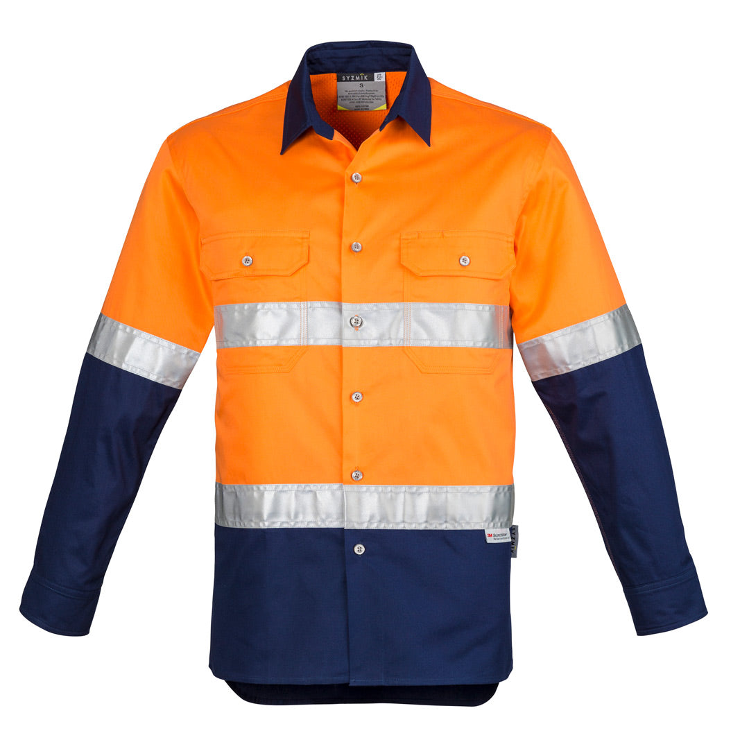 Syzmik The Steve Shirt | Mens | Long Sleeve Orange/Navy Work Safety Protective Gear