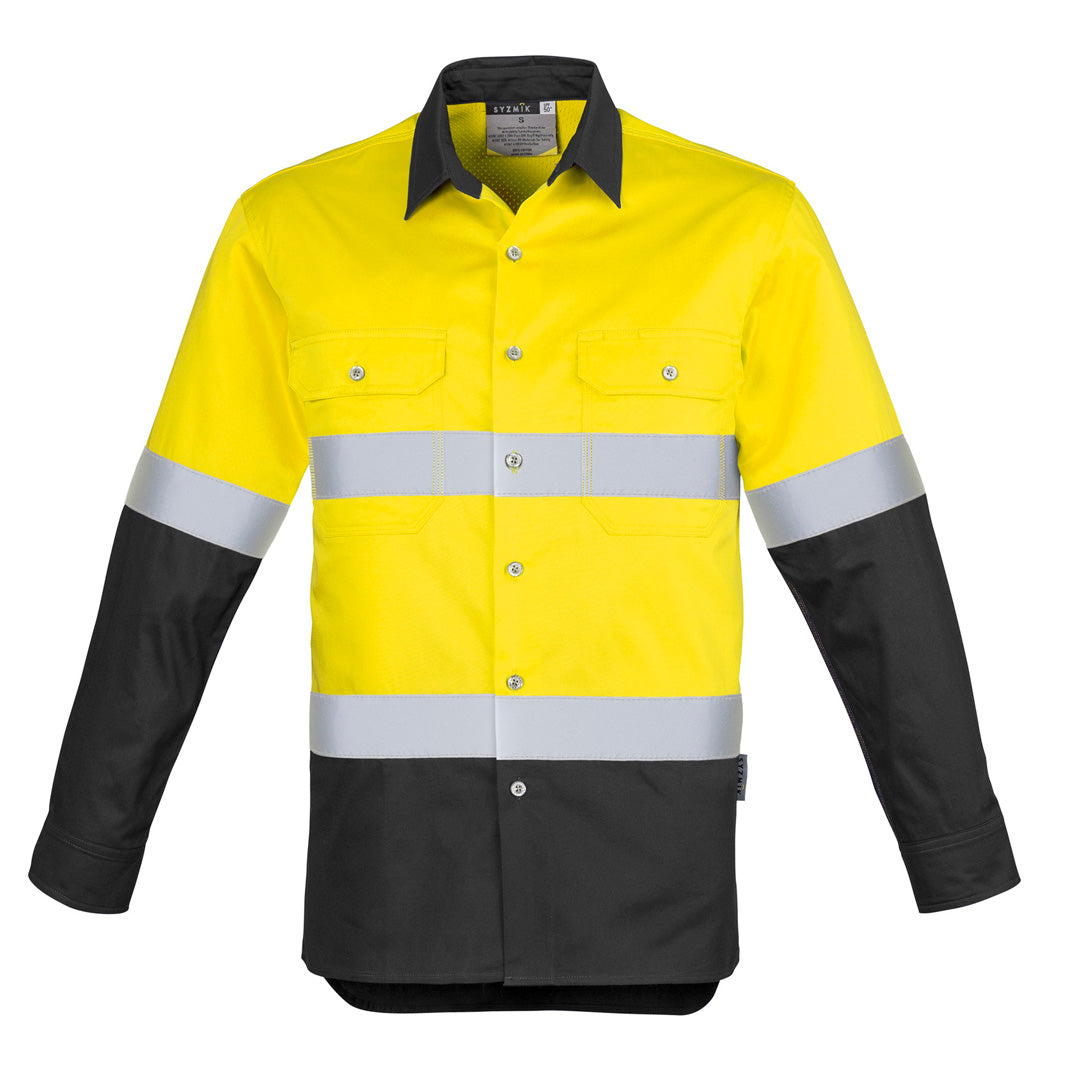 Syzmik The Steve Shirt | Mens | Long Sleeve Yellow/Charcoal Work Safety Protective Gear