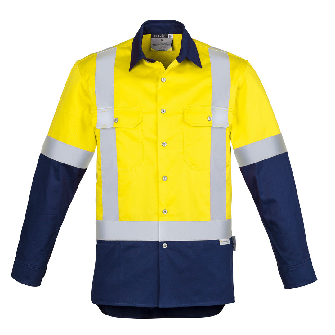 Syzmik The Industrial Shirt | Mens | Long Sleeve Yellow/Navy Work Safety Protective Gear