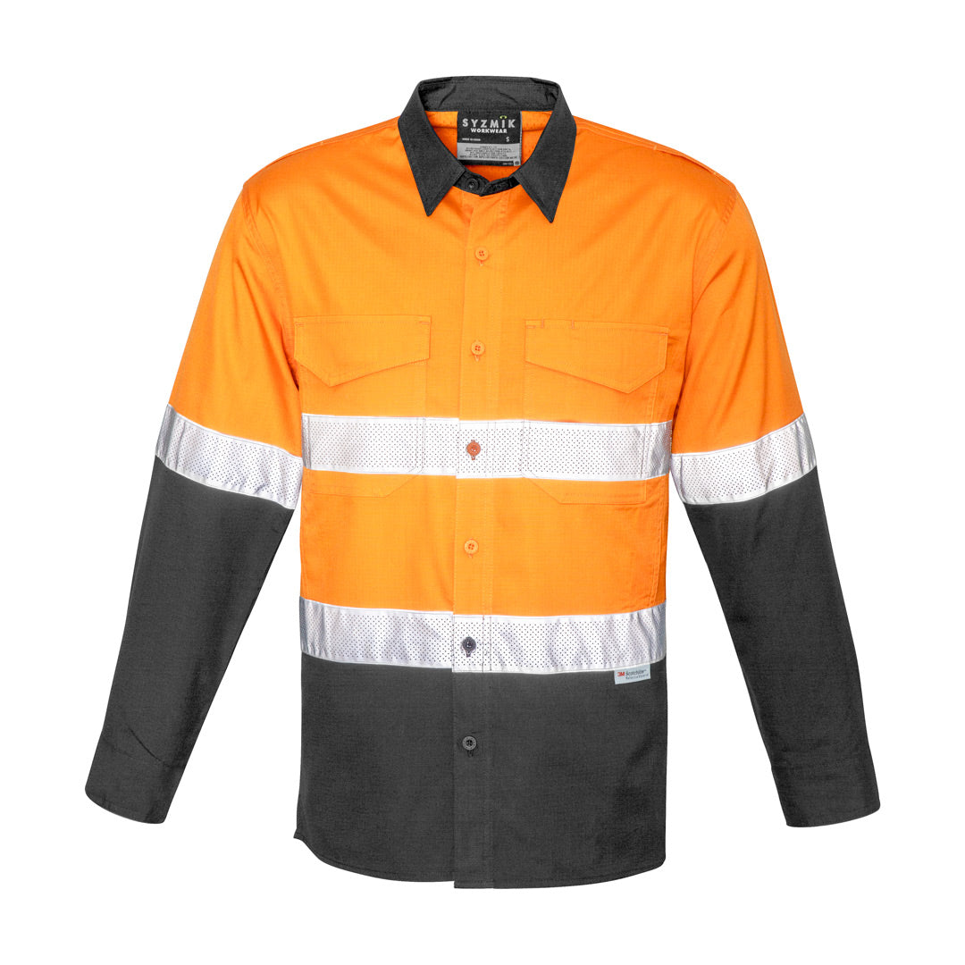 Syzmik The Mike Shirt | Adults | Short & Long Sleeve Orange/Charcoal Work Safety Protective Gear