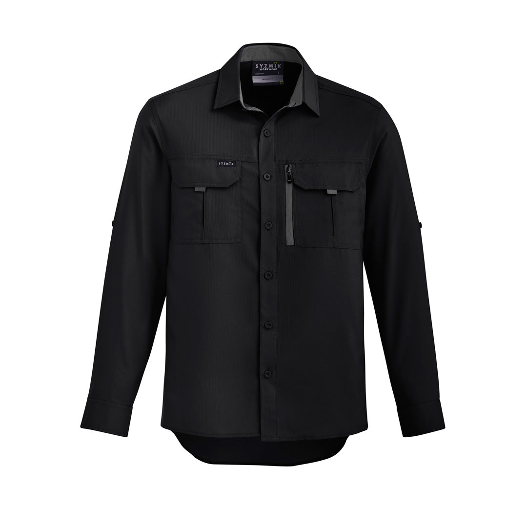 Syzmik The Outdoor Shirt | Unisex | Long Sleeve Black Shirts & Tops