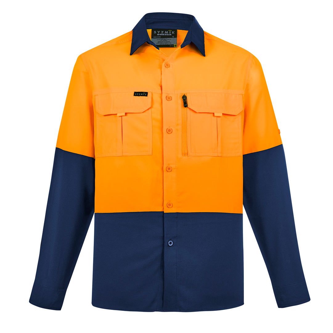 Syzmik The Hi Vis Outdoor Shirt | Unisex | Long Sleeve Orange/Navy Shirts & Tops