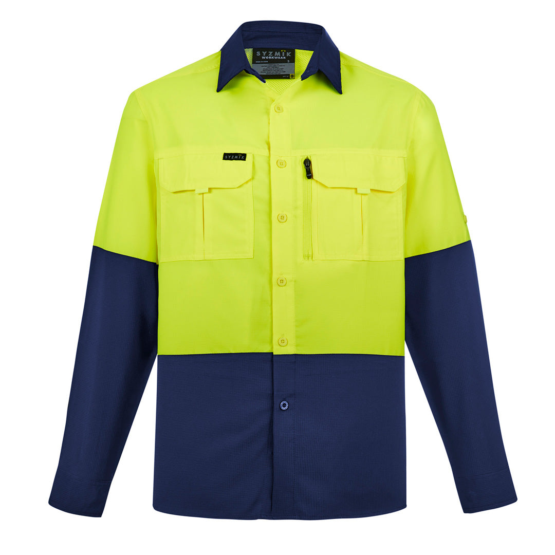 Syzmik The Hi Vis Outdoor Shirt | Unisex | Long Sleeve Yellow/Navy Shirts & Tops