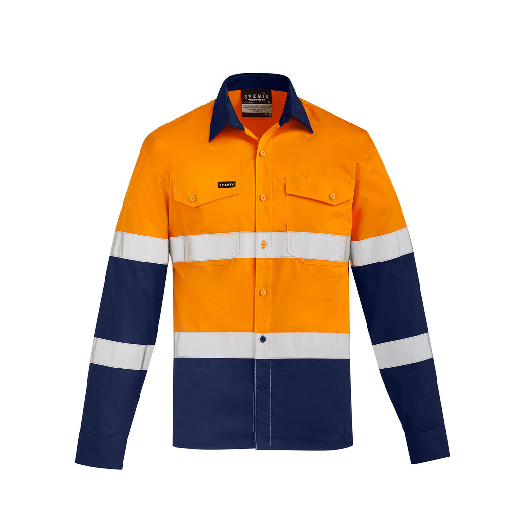 Syzmik The Dave Shirt | Mens | Long Sleeve Orange/Navy Work Safety Protective Gear