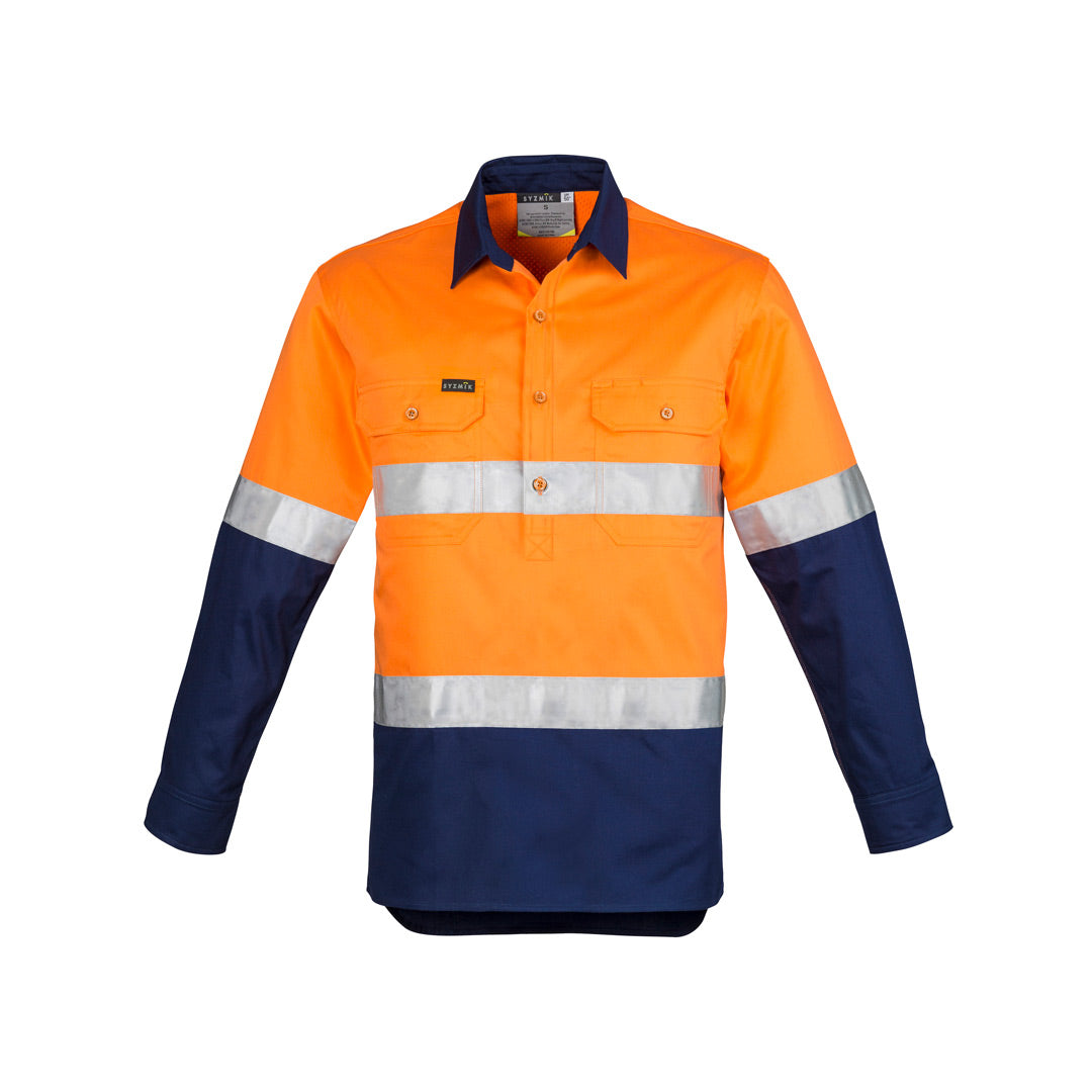 Syzmik The Joe Shirt | Adults | Long Sleeve Orange/Navy Work Safety Protective Gear