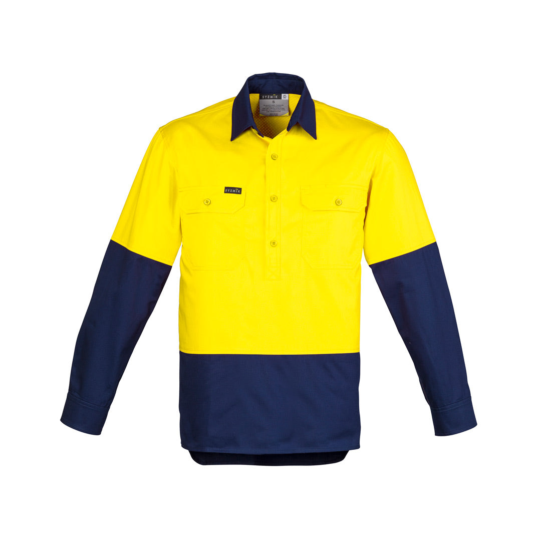 Syzmik The Ben Shirt | Mens | Long Sleeve Yellow/Navy Shirts & Tops