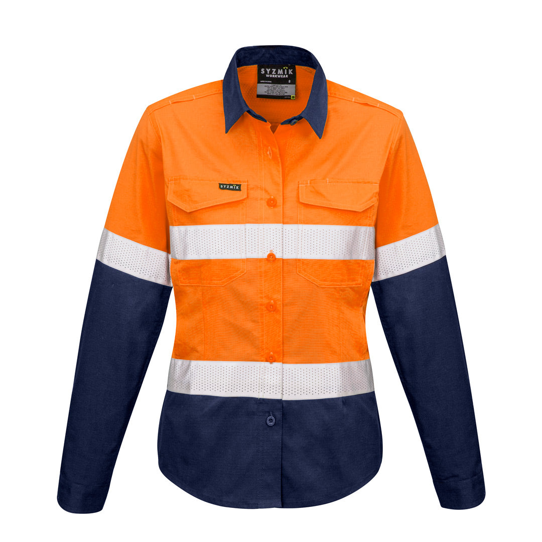 Syzmik The Kath Shirt | Ladies | Long Sleeve Orange/Navy Work Safety Protective Gear