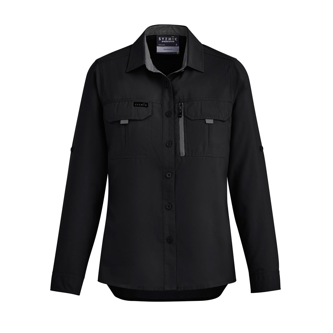 Syzmik The Outdoor Shirt | Ladies | Long Sleeve Black Shirts & Tops