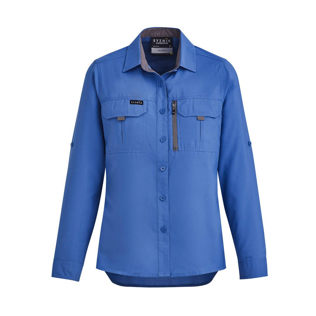 Syzmik The Outdoor Shirt | Ladies | Long Sleeve Blue Shirts & Tops