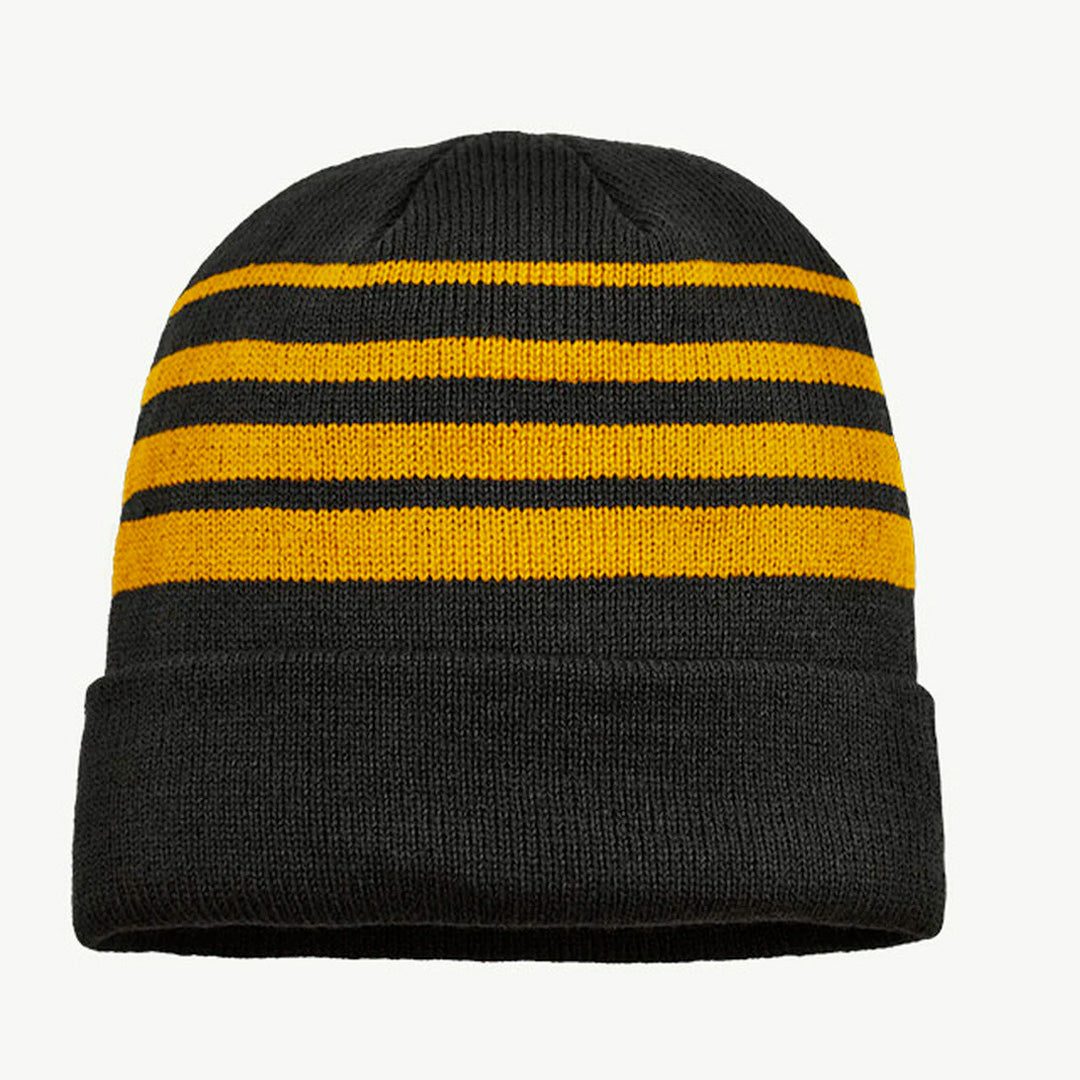 Grace Collection The Multi Stripe Beanie | Unisex Black/Gold Hats