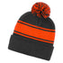Grace Collection The Thick Stripe Pom Pom Beanie | Unisex Black/Red Hats