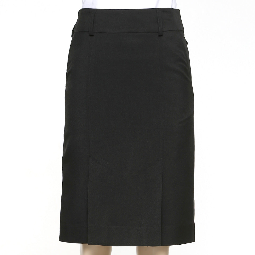 LSJ Collection The Kick Pleat Pocket Skirt | Mechanical Stretch Black Skirts