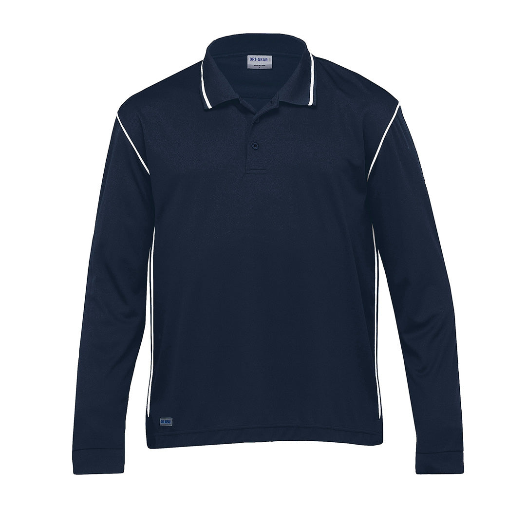 Gear for Life The Dri Gear Hype Polo | Long Sleeve | Adults Navy/White Shirts & Tops