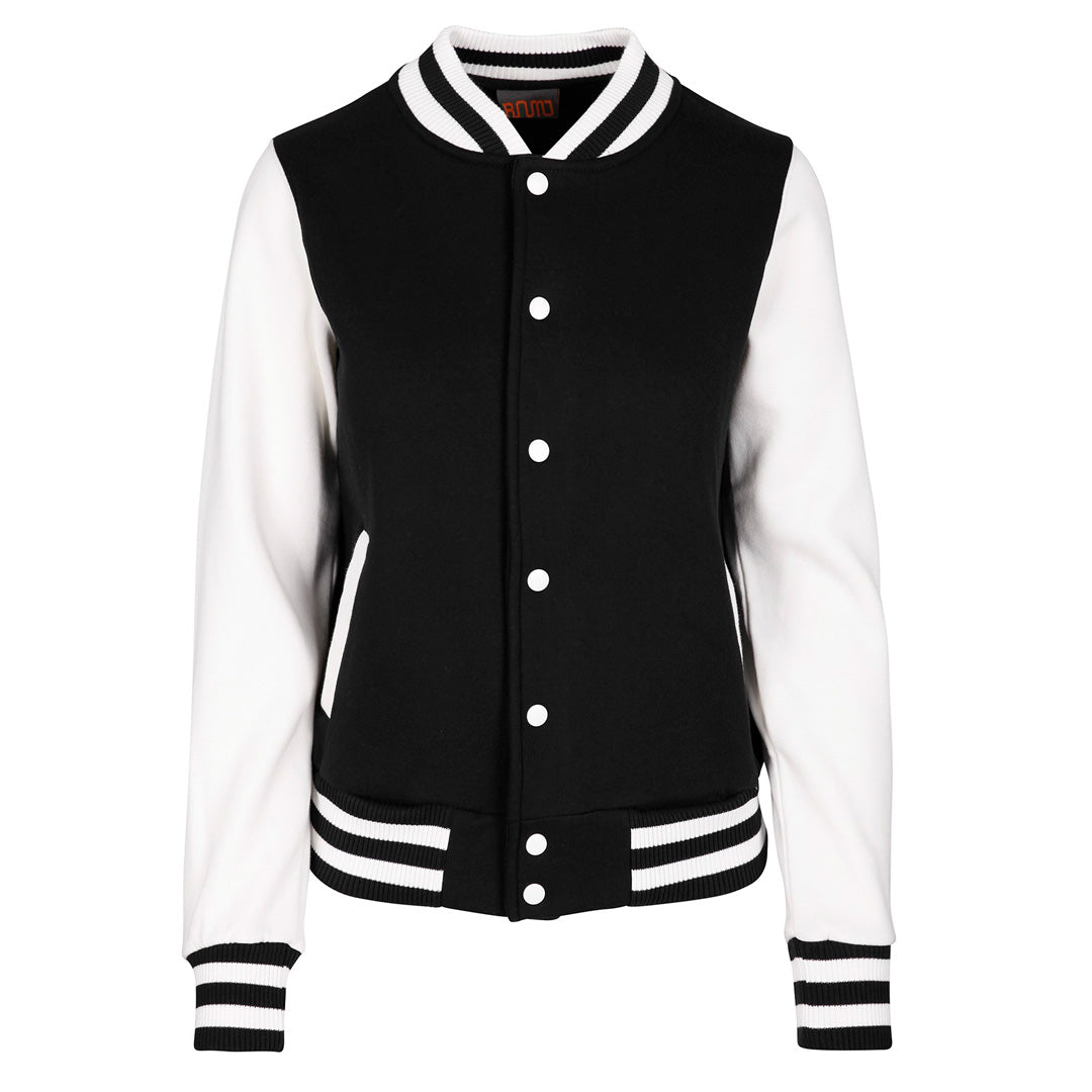 Ramo The Varsity Jacket | Ladies Black/White Coats & Jackets