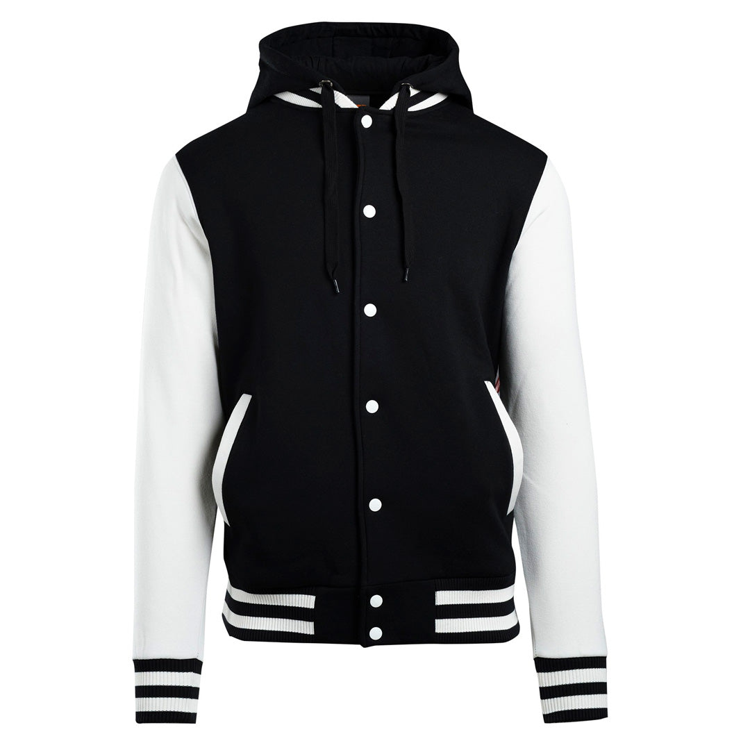 Ramo The Hooded Varsity Jacket | Mens Black/White Coats & Jackets