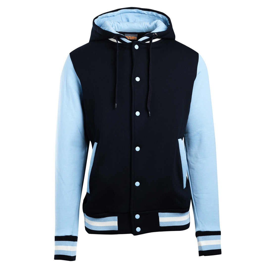 Ramo The Hooded Varsity Jacket | Mens Navy/Sky Coats & Jackets