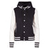 Ramo The Hooded Varsity Jacket | Ladies Black/White Coats & Jackets