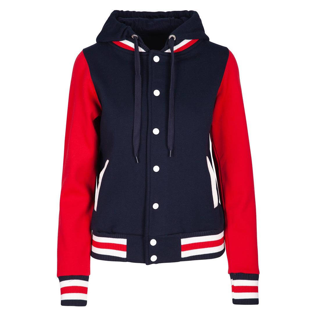 Ramo The Hooded Varsity Jacket | Ladies Navy/Red Coats & Jackets