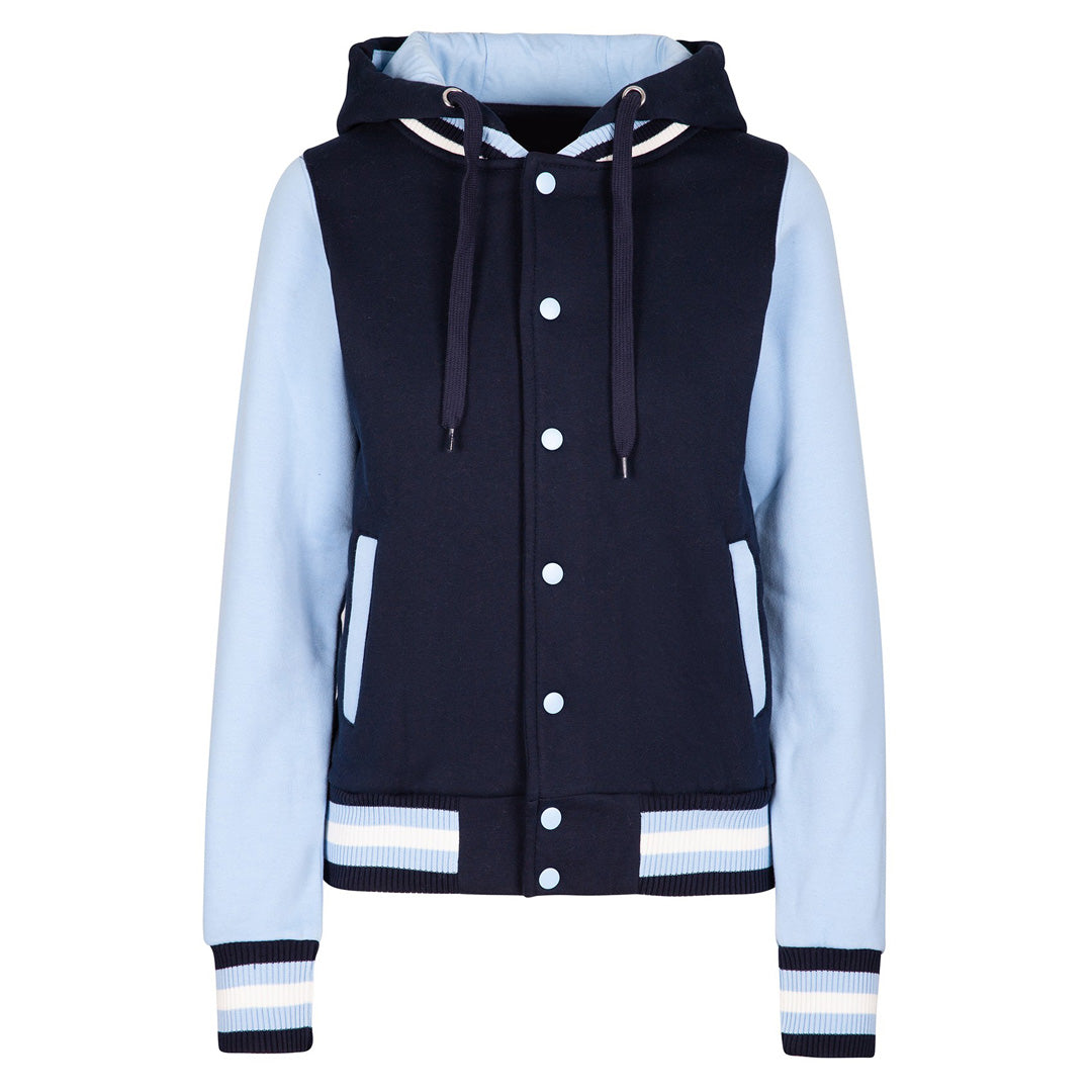Ramo The Hooded Varsity Jacket | Ladies Navy/Sky Coats & Jackets